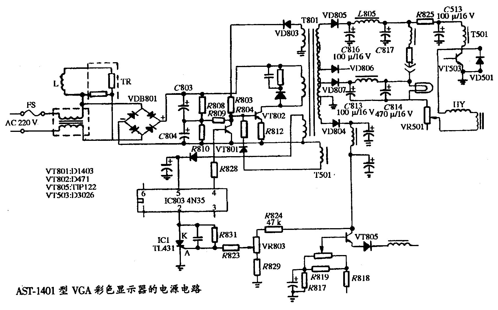 A<strong><strong>ST</strong></strong>-1401 Type<strong><strong>VGA</strong></strong><strong><strong>Color Monitor</strong></strong> The<strong><strong>Power supply circuit diagram</strong></strong>.gif