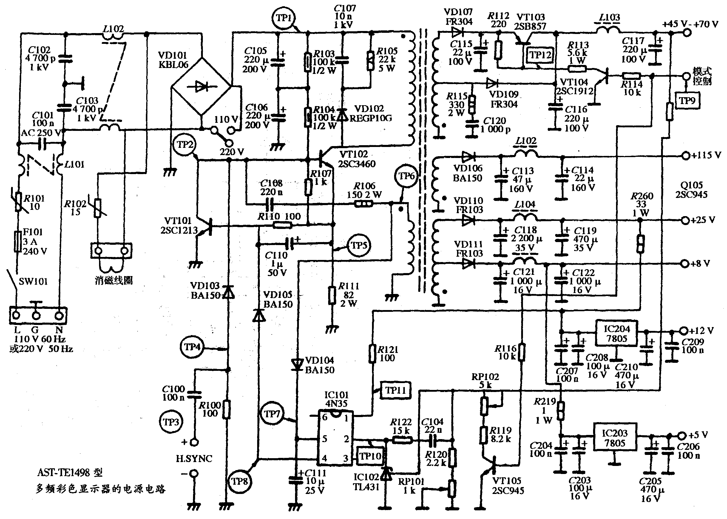 A<strong><strong>ST</strong></strong>-<strong><strong>TE</strong></strong>1498 multi-frequency<strong><strong>color display</strong></strong> strong><strong><strong>Power supply circuit diagram</strong></strong>.gif