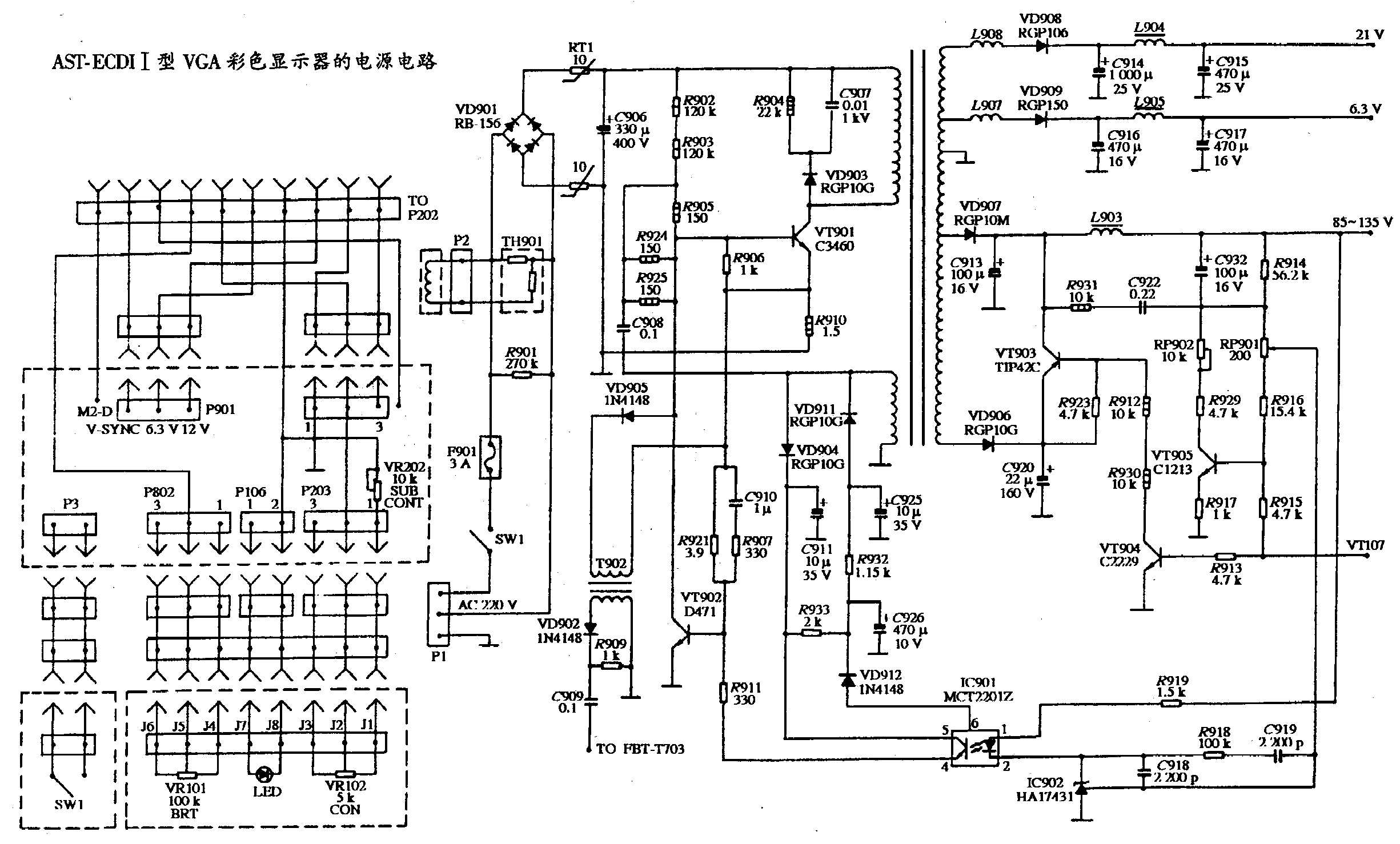 A<strong><strong>ST</strong></strong> E<strong>CD</strong>Type II<strong>VGA</strong><strong><strong>Color Monitor</strong></strong ><strong><strong>Power supply circuit diagram</strong></strong>.gif