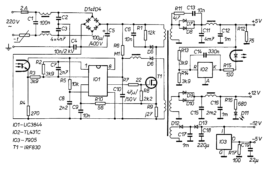 60W<strong>switching power supply circuit composed of <strong>UC3844</strong>