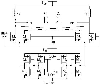 A simple upconversion mixer circuit diagram