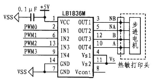 Stepper motor drive circuit composed of LB1836M