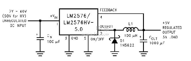 Large range 7~40V to 5<strong>VDC</strong>-DC step-down<strong>Circuit diagram</strong>