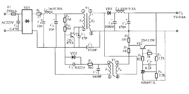 Small<strong><strong>power switch</strong></strong> output 5v/0.4a power supply circuit diagram.jpg