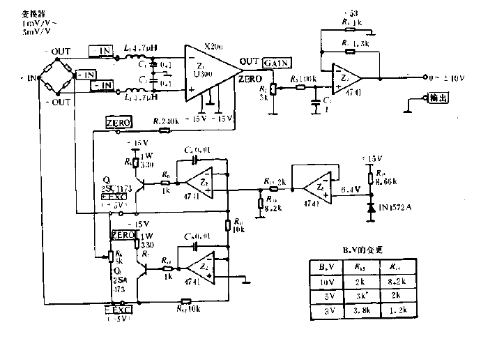 Strain gauge amplification circuit diagram of DC preamplifier