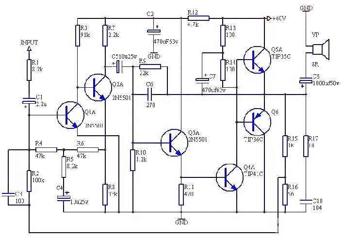 Simple discrete component 50-watt high-fidelity power amplifier