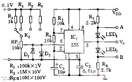 555 DC voltage measuring instrument circuit diagram