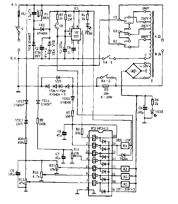 Automatic<strong><strong>voltage regulator</strong></strong><strong><strong>circuit diagram</strong></strong> made by MC1413.gif