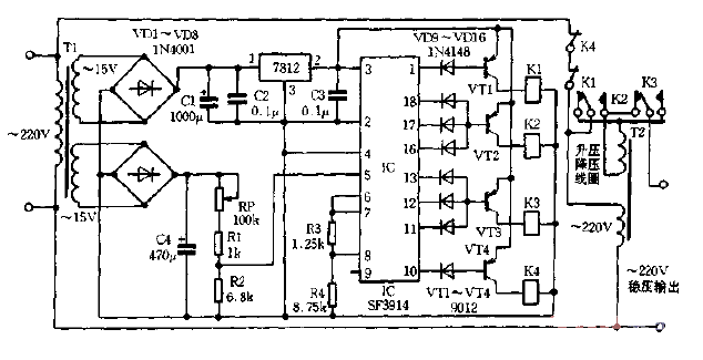 Household AC automatic voltage regulator<strong><strong>voltage regulator</strong></strong><strong><strong>Circuit diagram</strong></strong>.gif