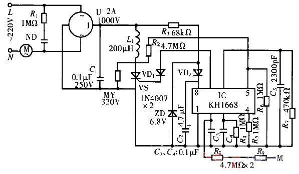 Touch type electric fan speed regulating circuit