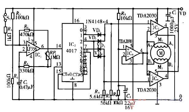 Wide voltage stepper motor controller circuit