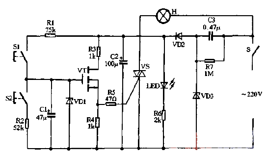 Light touch field effect tube stepless dimmer