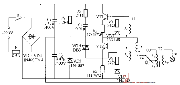 Electronic energy-saving lamp circuit (1)