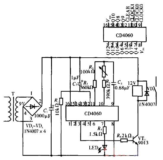 9. Simple long delay<strong>Timer circuit</strong>.gif