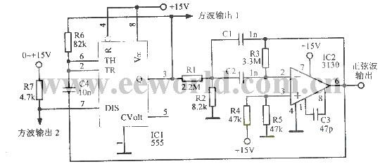 lkHz正弦波一方波振荡器