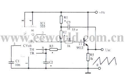 使用555时基电路组成的锯齿波振荡器