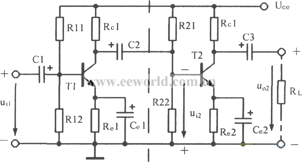 Resistor-capacitor coupling amplifier circuit