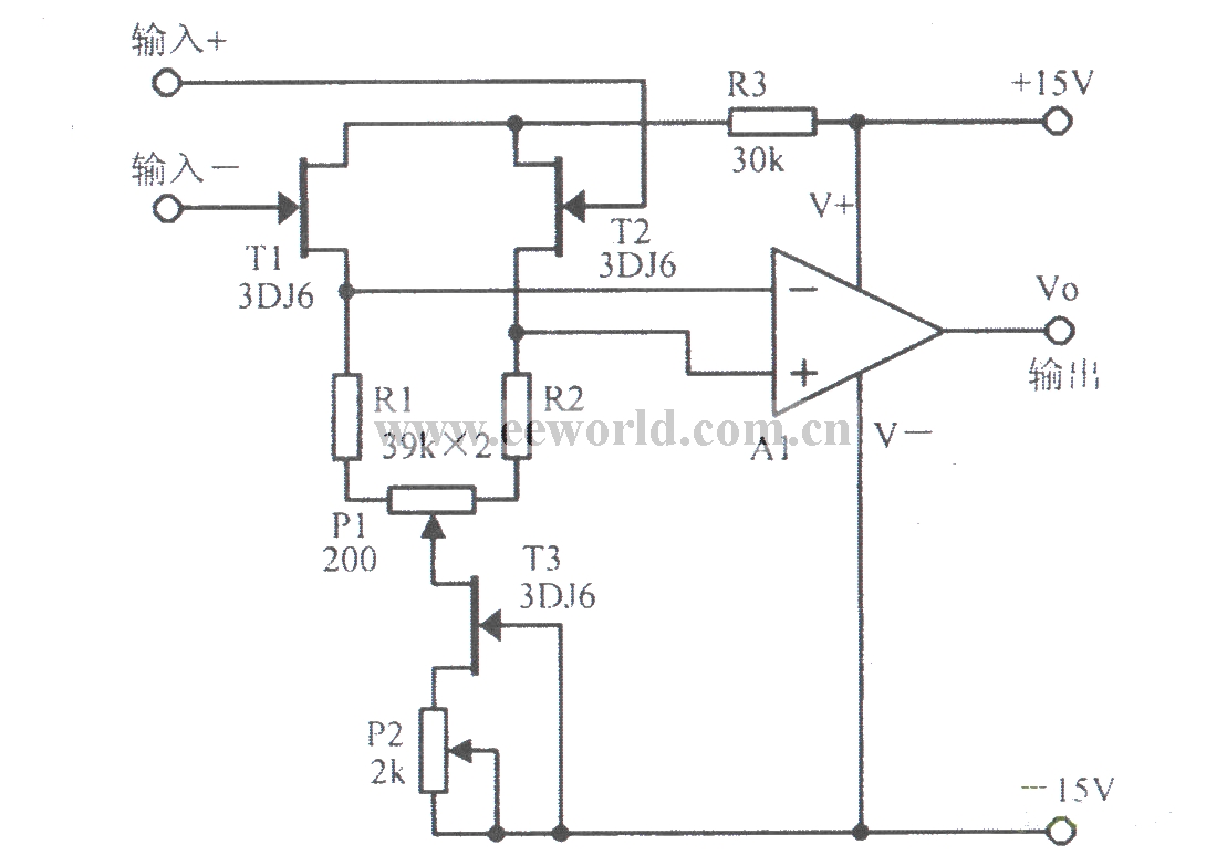 Amplification circuit using field effect transistors to increase input impedance