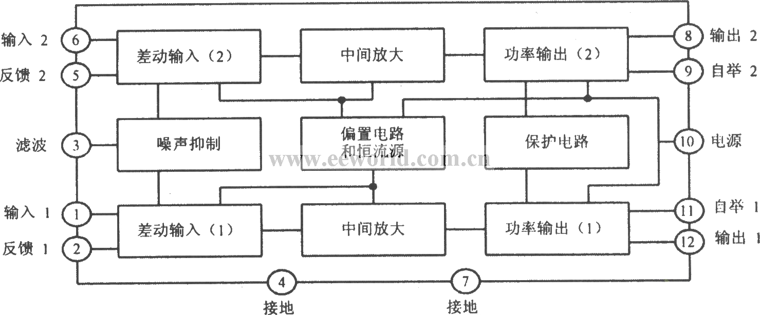 TA7240AP internal circuit block diagram and its main parameters