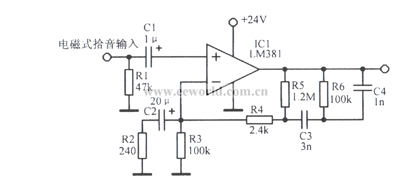 低噪声音频前置放大电路