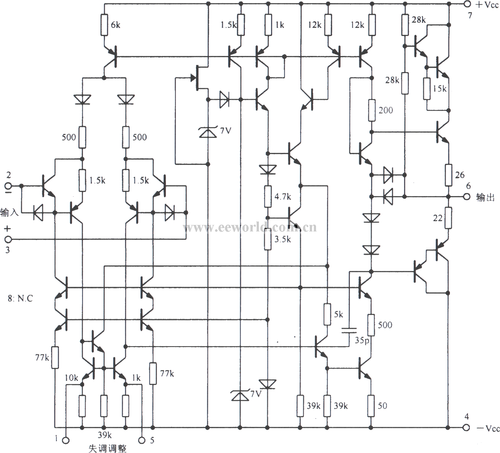 High voltage internal compensation operational amplifier circuit