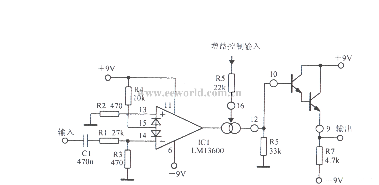 LMl3600可变增益放大电路