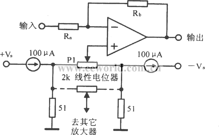 Op amp precision zero adjustment circuit