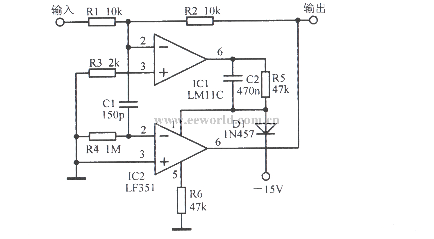 Medium speed inverting combination amplifier circuit