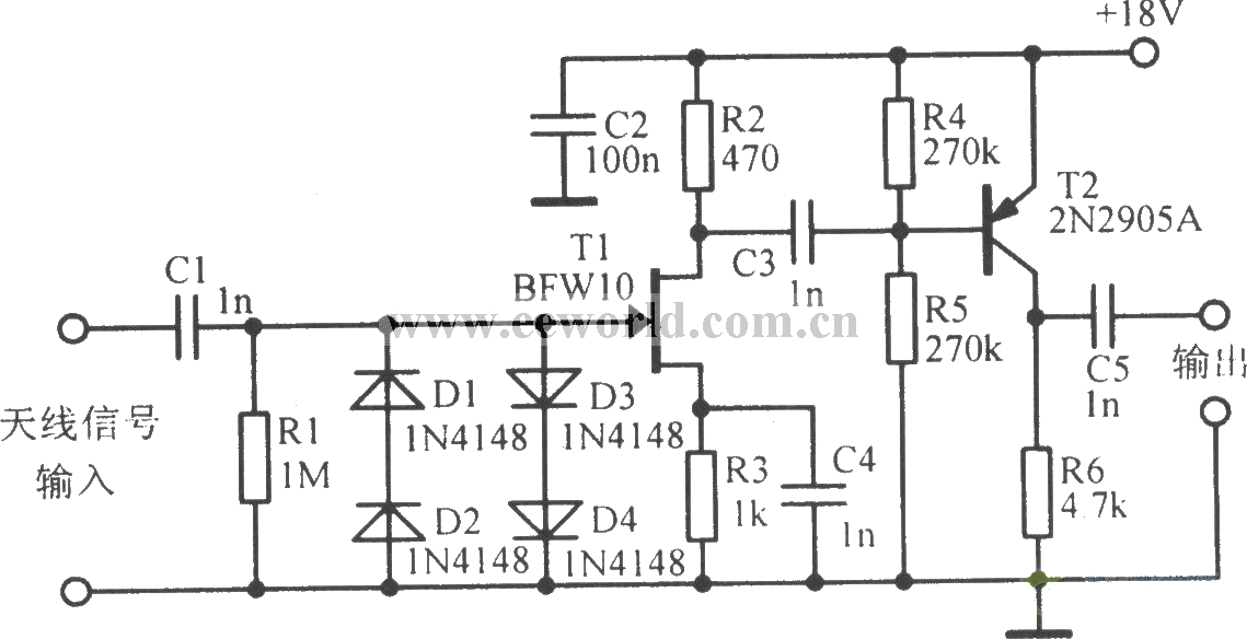 Broadband shortwave amplifier circuit