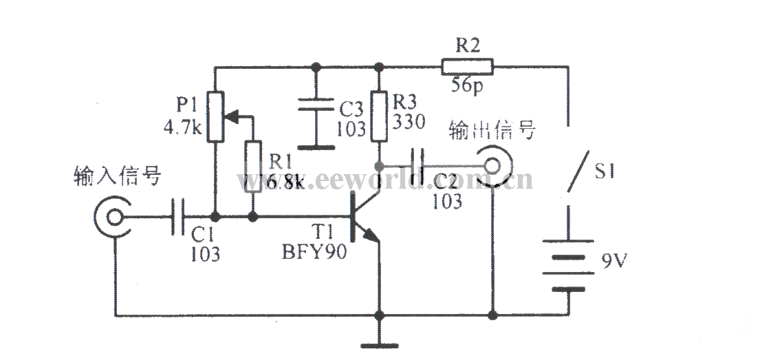 Broadband VHF signal amplifier circuit