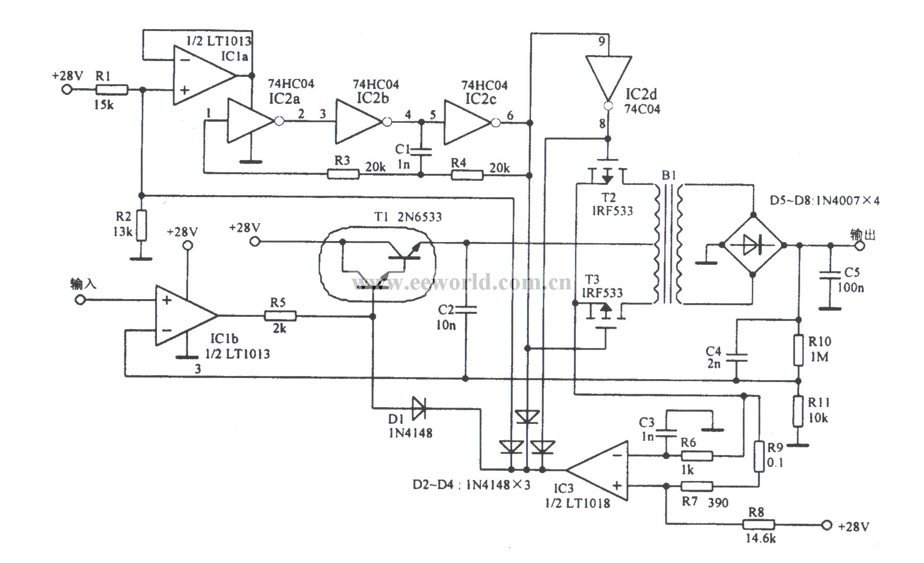 Amplification circuit with l000V output