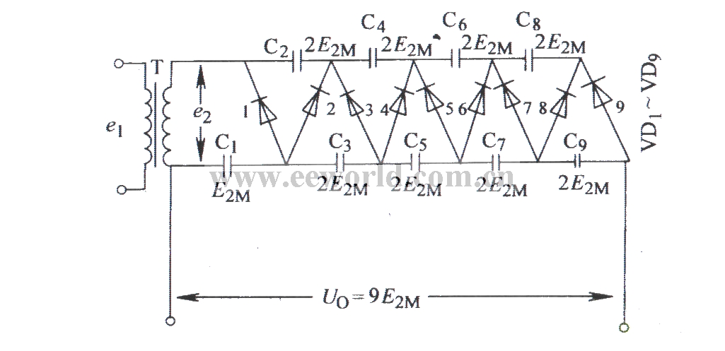 Nine times voltage rectifier circuit