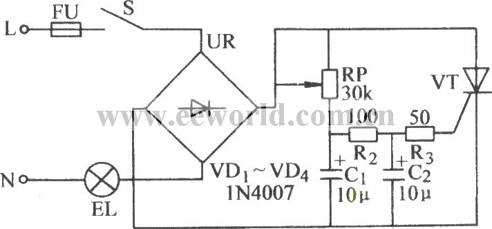 Stepless voltage regulating circuit for lamps