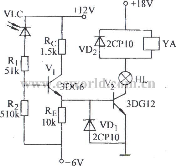 Light controlled electromagnet circuit