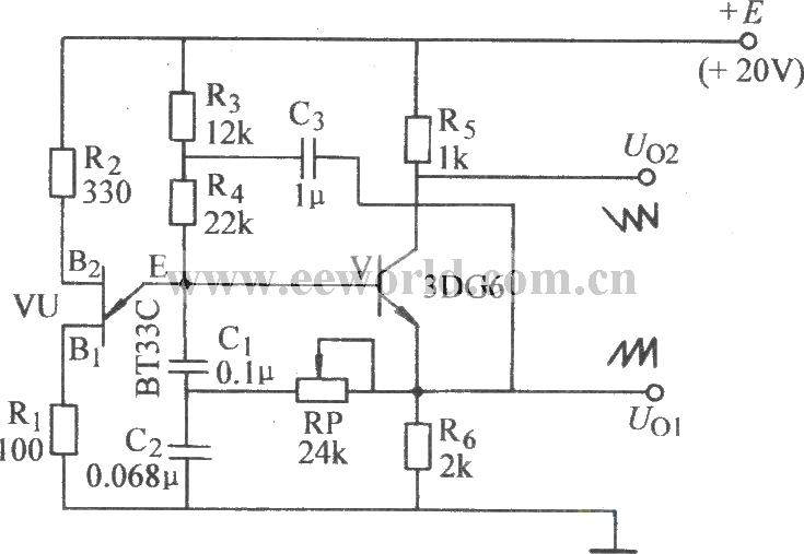 Single junction transistor sawtooth wave generator