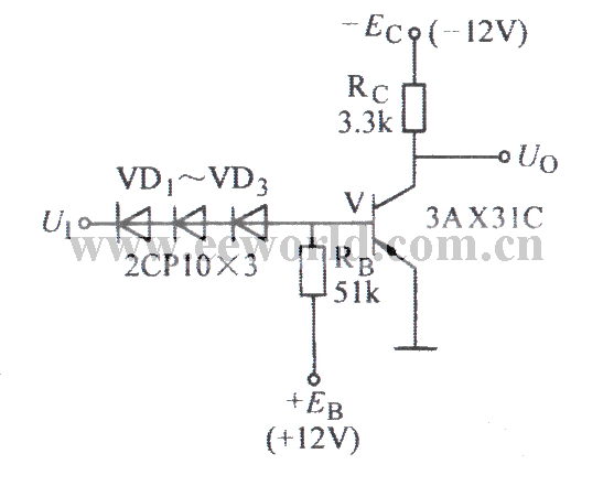 Ordinary diode threshold NOT gate circuit