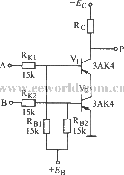 Two-input transistor NAND gate circuit