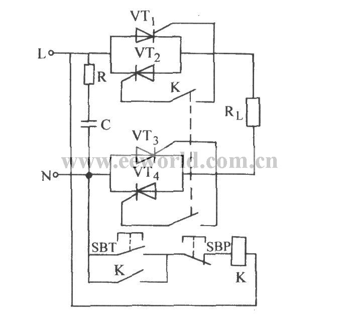 Ordinary thyristor single-phase control circuit