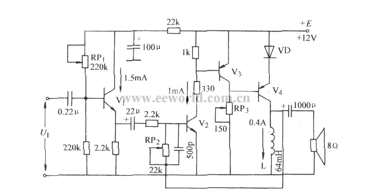 Single tube 0TL power amplifier circuit