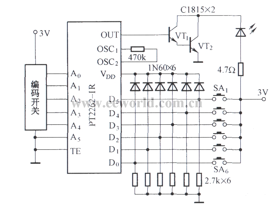 Application circuit of PT2262-IR