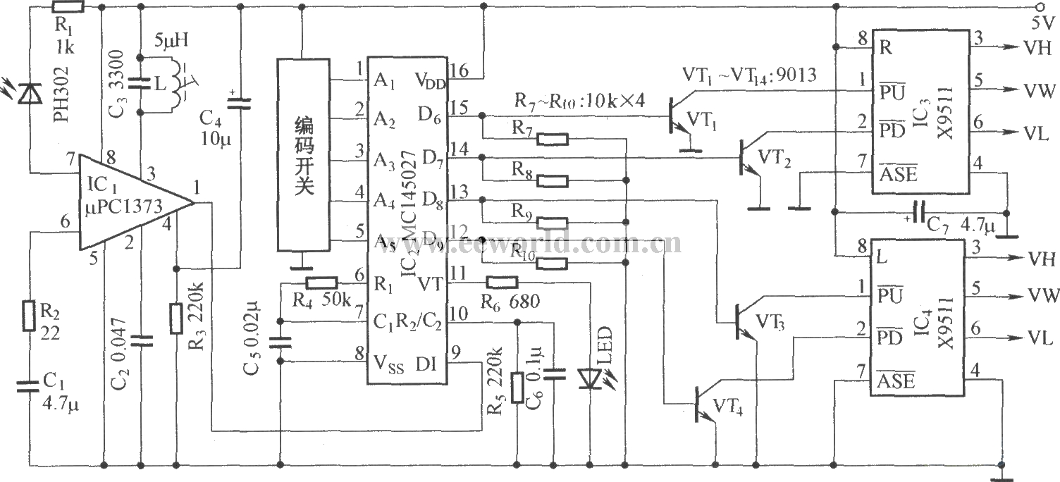 Two-channel volume remote control potentiometer