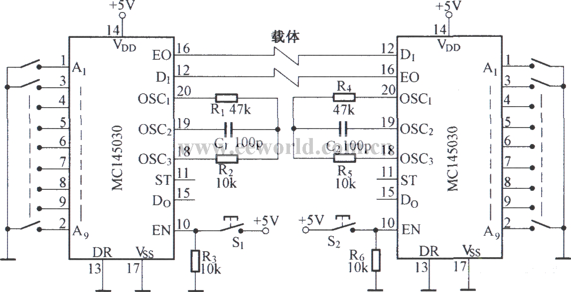 由MCl45030组成的双工通信电路