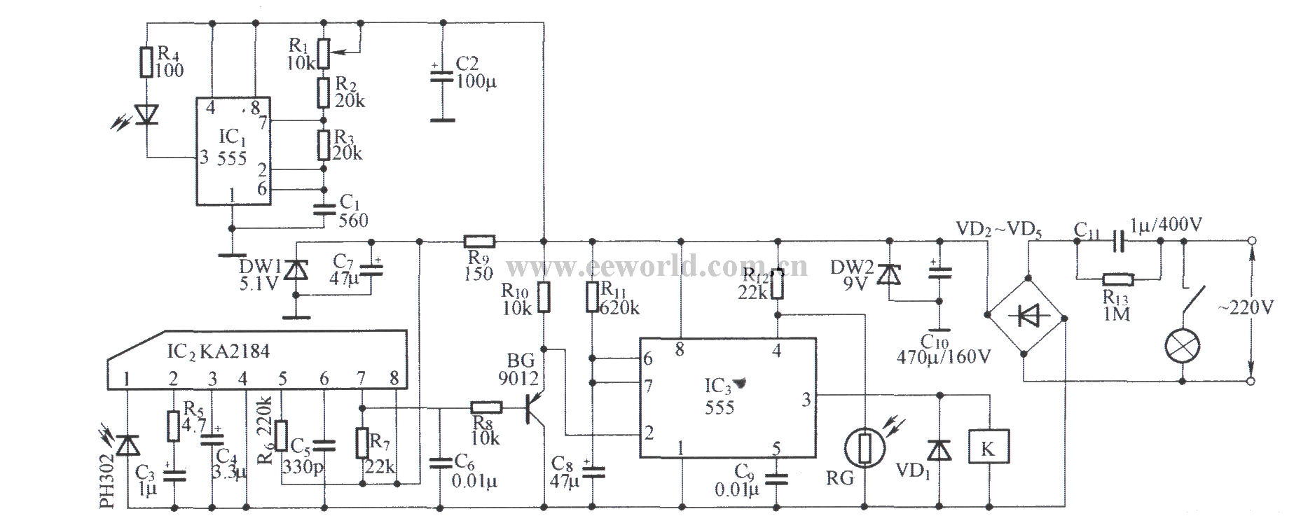 Infrared delay lighting switch