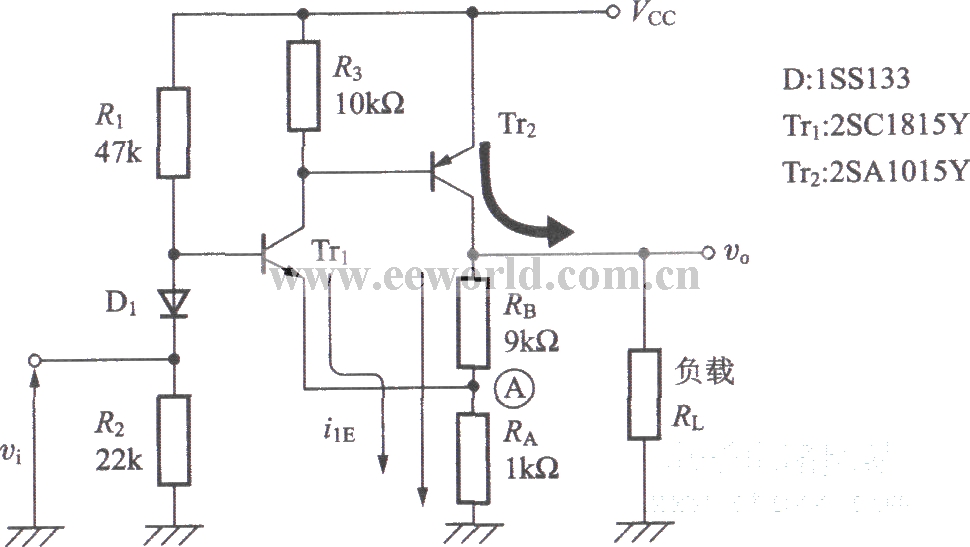 Non-inverting DC amplifier circuit using NPN and PNP