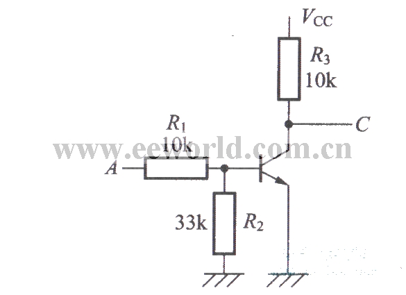 NOT circuit composed of transistors