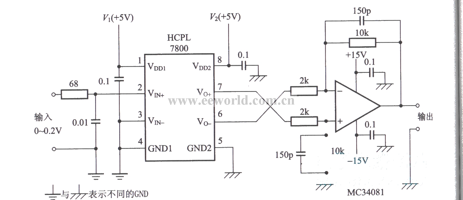 Isolated DC voltage detection circuit