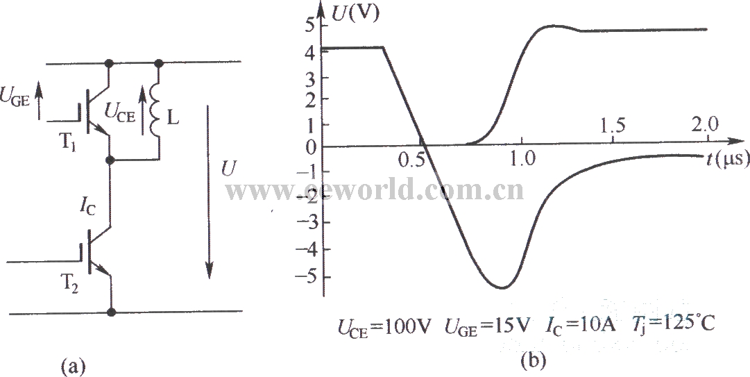 IGBT turn-off voltage waveform and chopper circuit in improved hard-switching chopper circuit