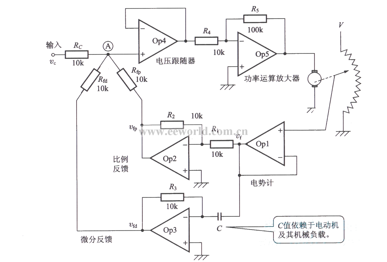 使用电势计的位置控制方式(电路图)