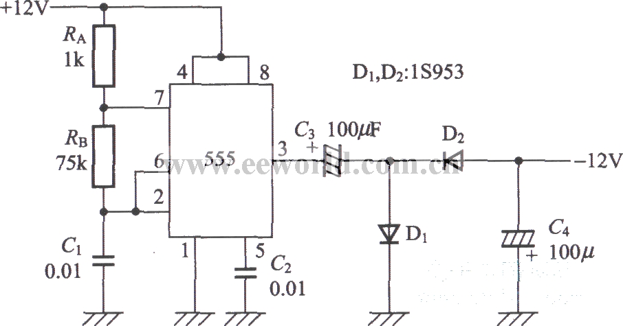 Negative voltage generation circuit using Timer IC555