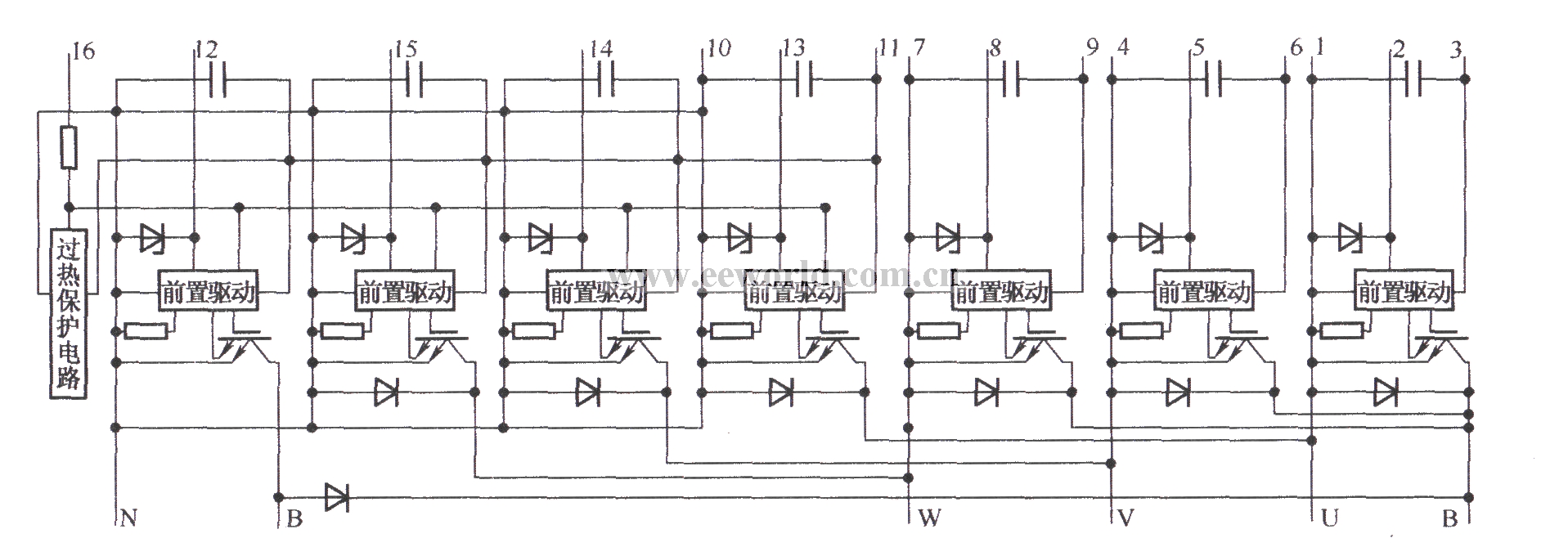 R系列IGBT-IPM的内部结构图